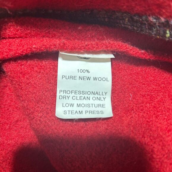 LL BEAN Pure Wool Cardigan Jacket Small‎ Womens Red Made In Austria Coat - Picture 8 of 9